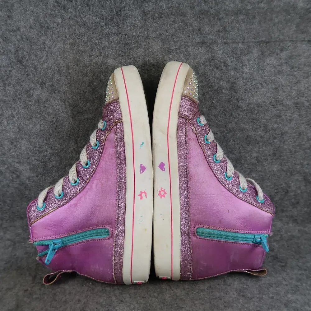 Skechers Shoes Girls 4 High Top Sneakers Flip Kicks Casual Side Zip Purple Kids